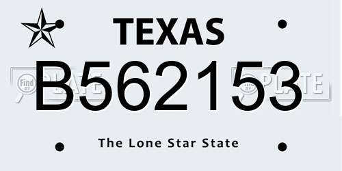 B562153 Texas License Plate