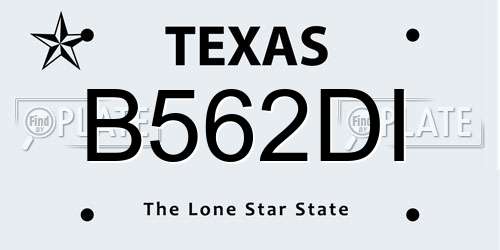 B562DI Texas License Plate