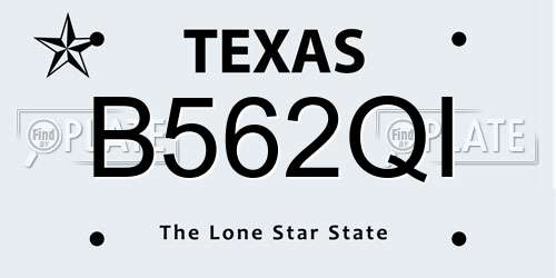 B562QI Texas License Plate