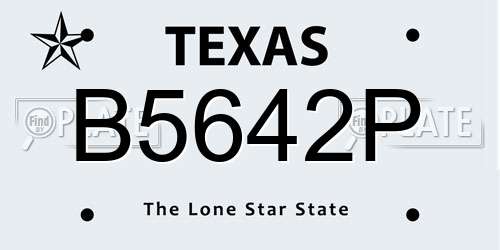 B5642P Texas License Plate