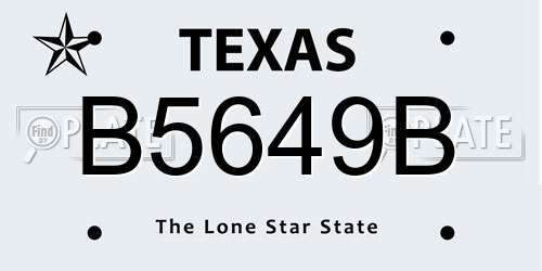 B5649B Texas License Plate