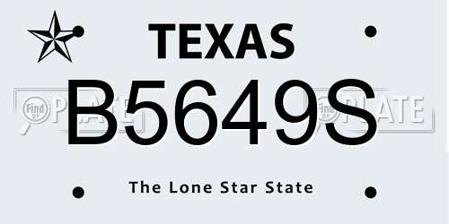 B5649S Texas License Plate