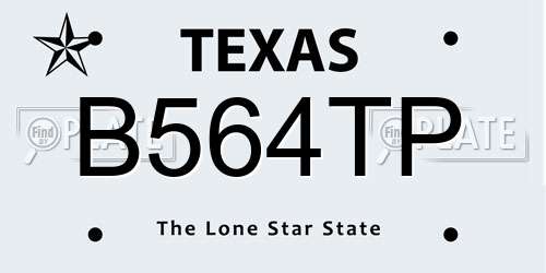 B564TP Texas License Plate