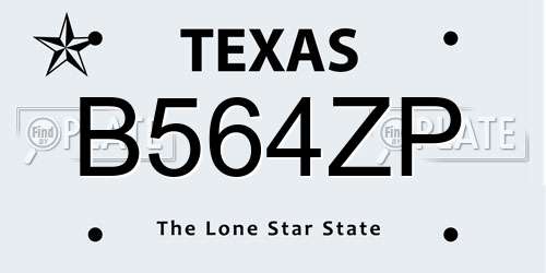 B564ZP Texas License Plate