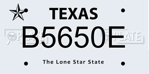 B5650E Texas License Plate