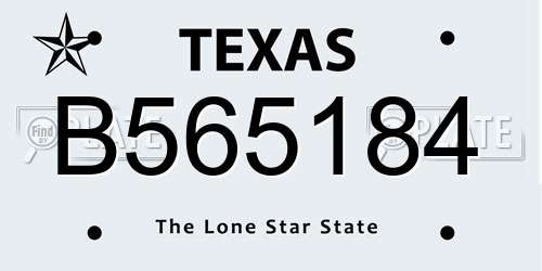 B565184 Texas License Plate