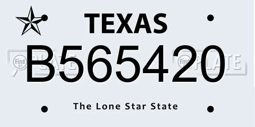 B565420 Texas License Plate