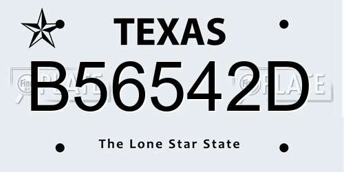 B56542D Texas License Plate