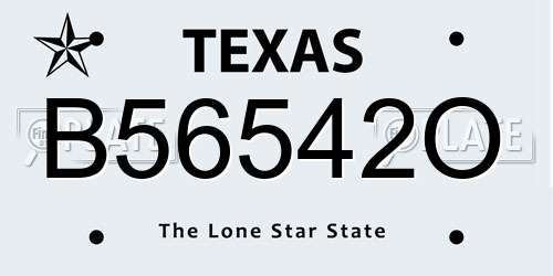 B56542O Texas License Plate