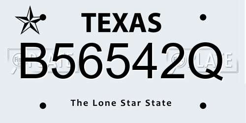 B56542Q Texas License Plate