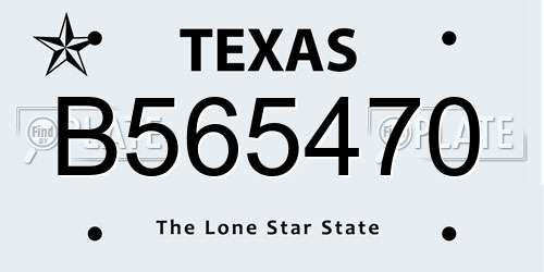 B565470 Texas License Plate