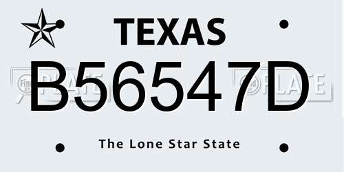 B56547D Texas License Plate