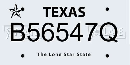 B56547Q Texas License Plate