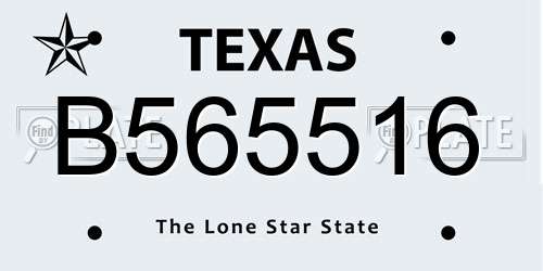 B565516 Texas License Plate