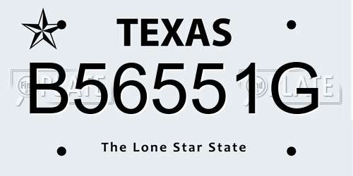 B56551G Texas License Plate