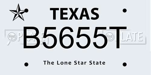 B5655T Texas License Plate