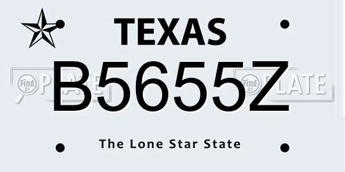 B5655Z Texas License Plate