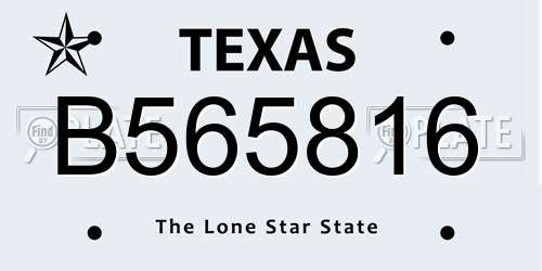 B565816 Texas License Plate