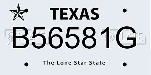 B56581G Texas License Plate