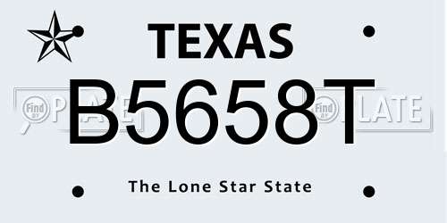 B5658T Texas License Plate