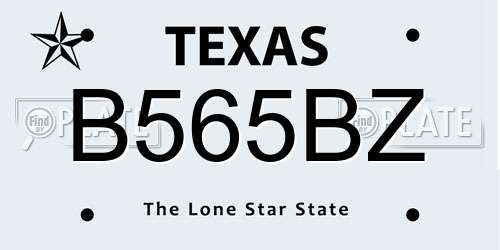 B565BZ Texas License Plate