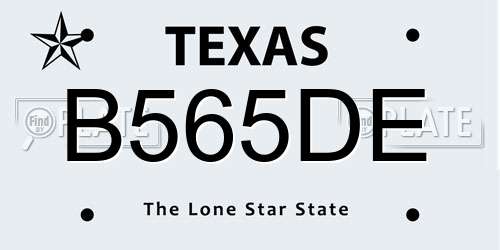 B565DE Texas License Plate