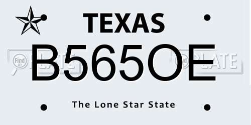 B565OE Texas License Plate