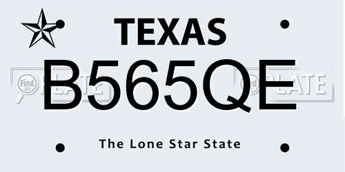 B565QE Texas License Plate