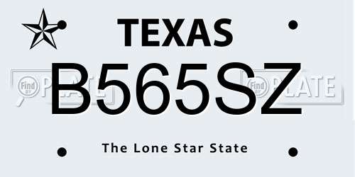 B565SZ Texas License Plate