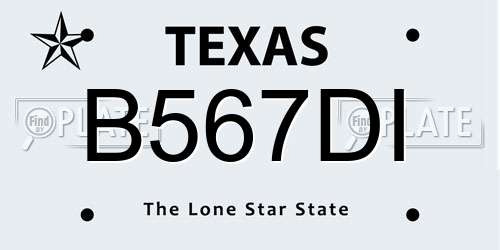 B567DI Texas License Plate