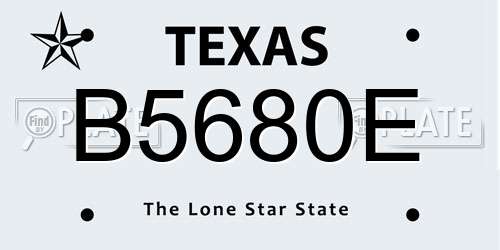 B5680E Texas License Plate