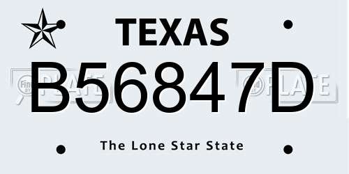 B56847D Texas License Plate