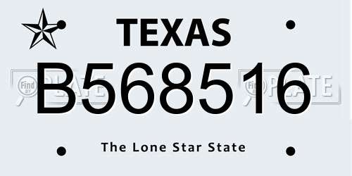 B568516 Texas License Plate