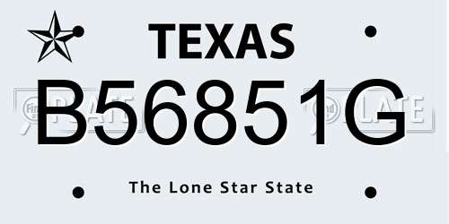 B56851G Texas License Plate
