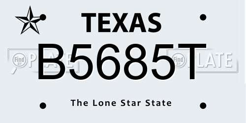 B5685T Texas License Plate