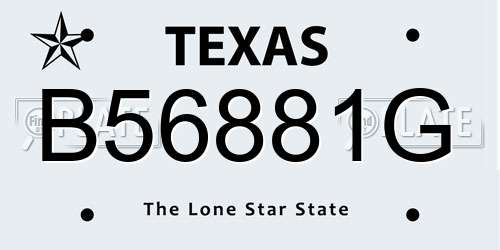 B56881G Texas License Plate