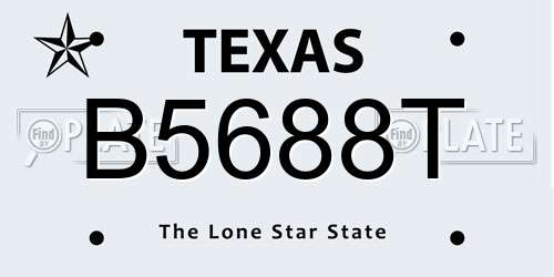 B5688T Texas License Plate