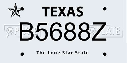 B5688Z Texas License Plate
