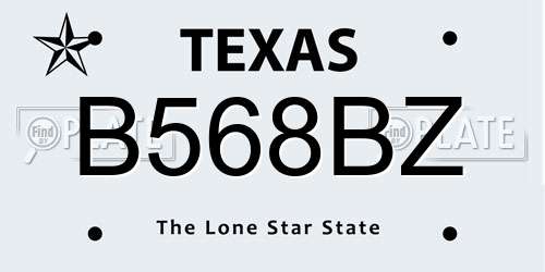 B568BZ Texas License Plate