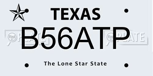 B56ATP Texas License Plate