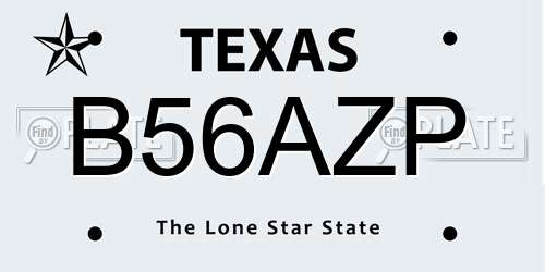 B56AZP Texas License Plate