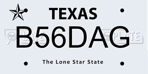 B56DAG Texas License Plate