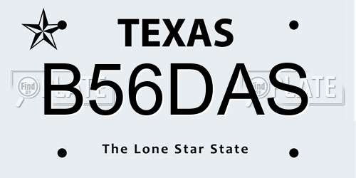 B56DAS Texas License Plate
