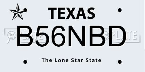 B56NBD Texas License Plate