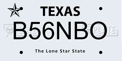 B56NBO Texas License Plate