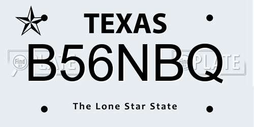 B56NBQ Texas License Plate