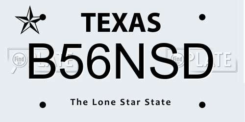 B56NSD Texas License Plate