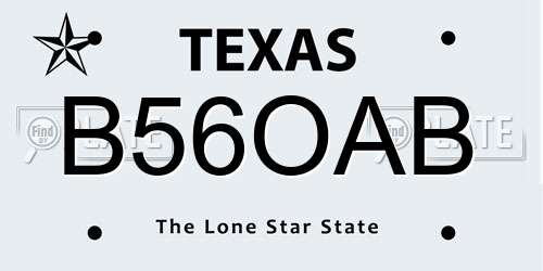 B56OAB Texas License Plate