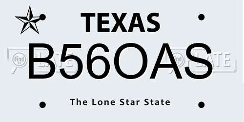 B56OAS Texas License Plate