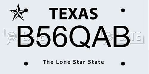 B56QAB Texas License Plate